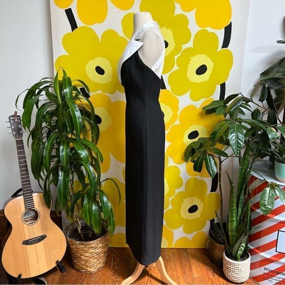 Vintage 1980s 1990s Beaded Tuxedo Wiggle Strappy Back Cigarette Style Gown - Picture 4 of 11